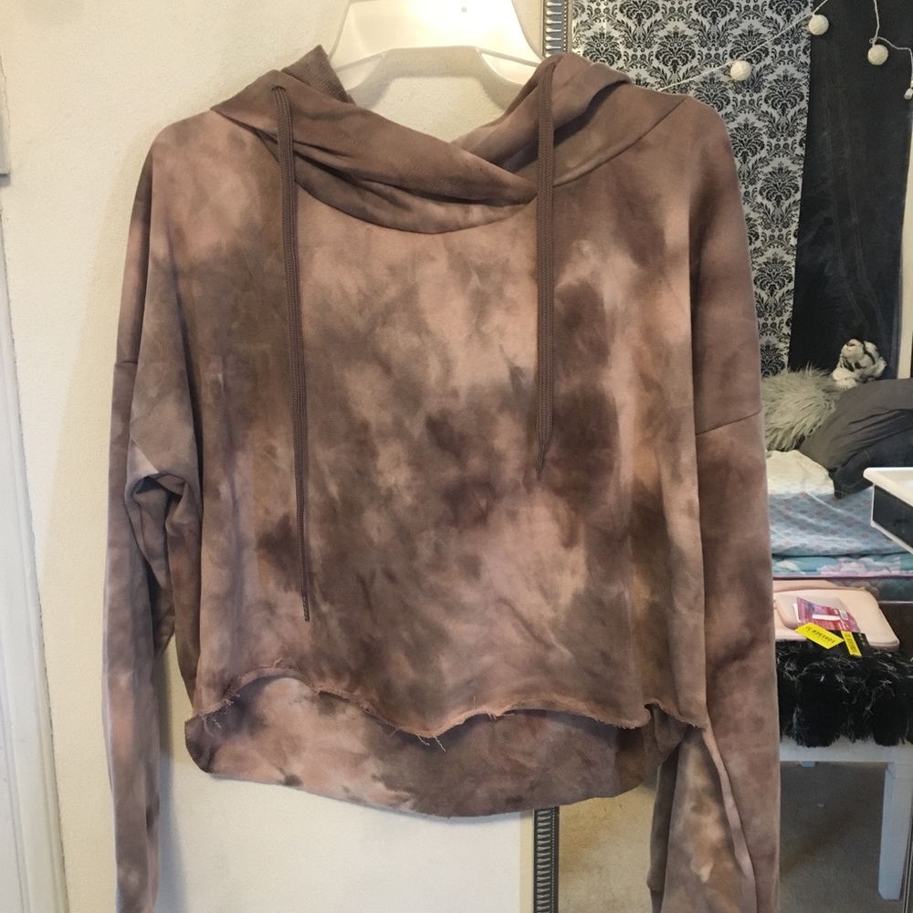 NWT Rue 21 Mauve Tie Dye Cropped Hoodie